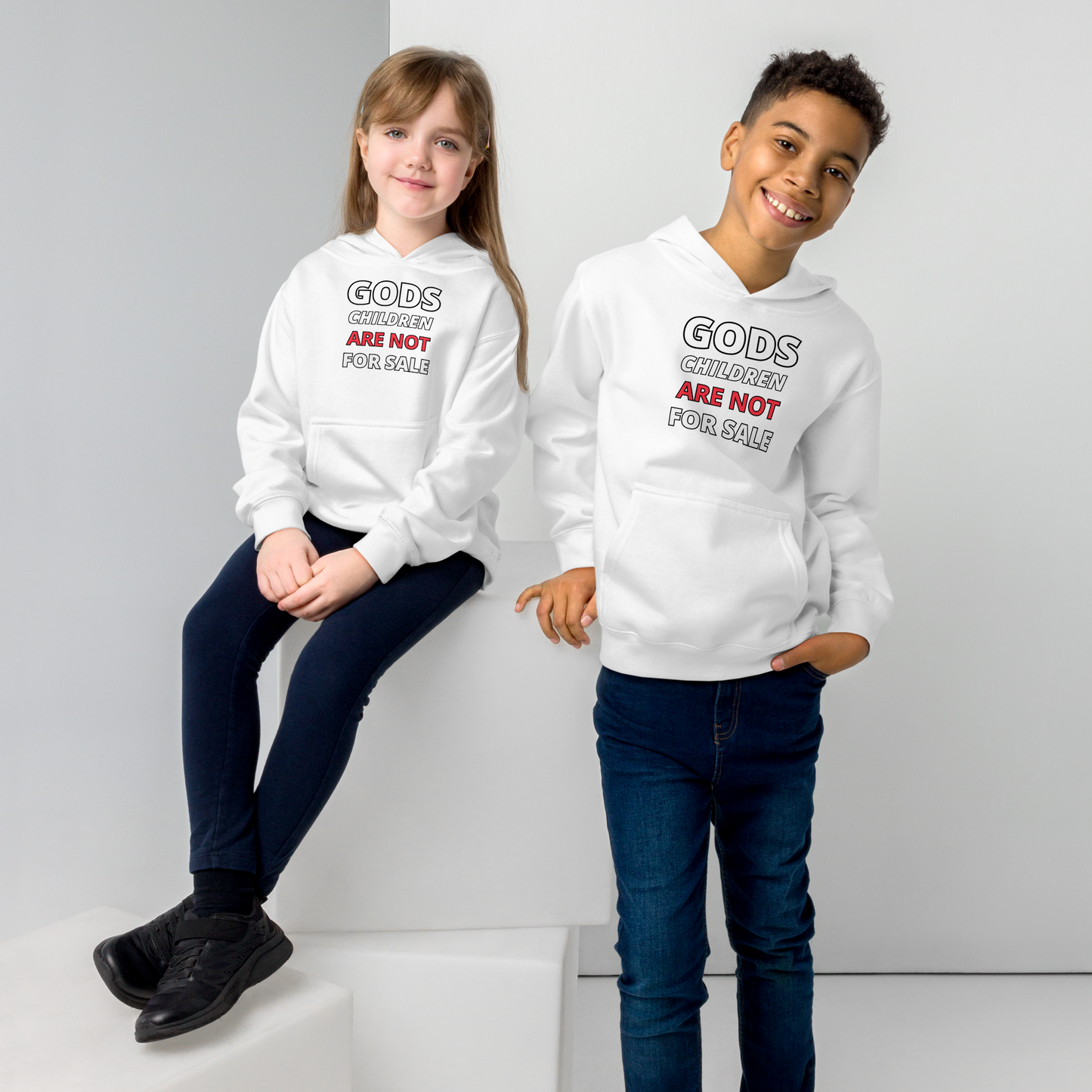 π Gods Children are NOT for Sale | Text Inspired Kids fleece hoodie