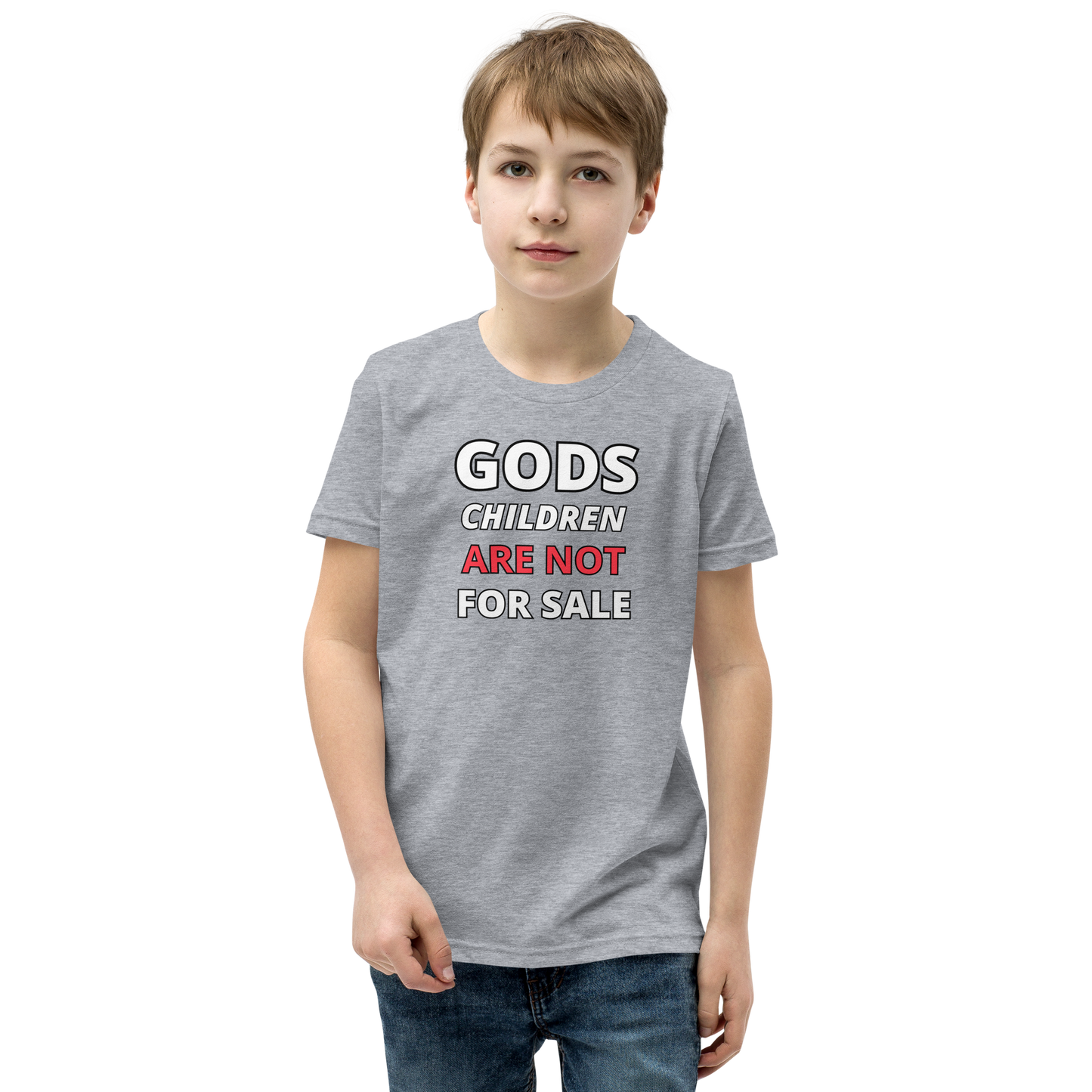 π Gods Children are NOT for Sale | Text Inspired Youth Short Sleeve T-Shirt