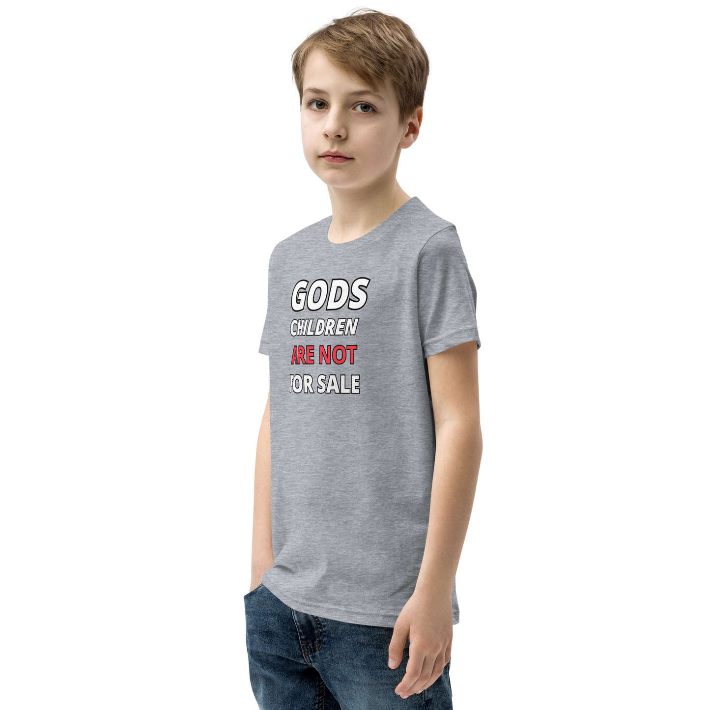 π Gods Children are NOT for Sale | Text Inspired Youth Short Sleeve T-Shirt