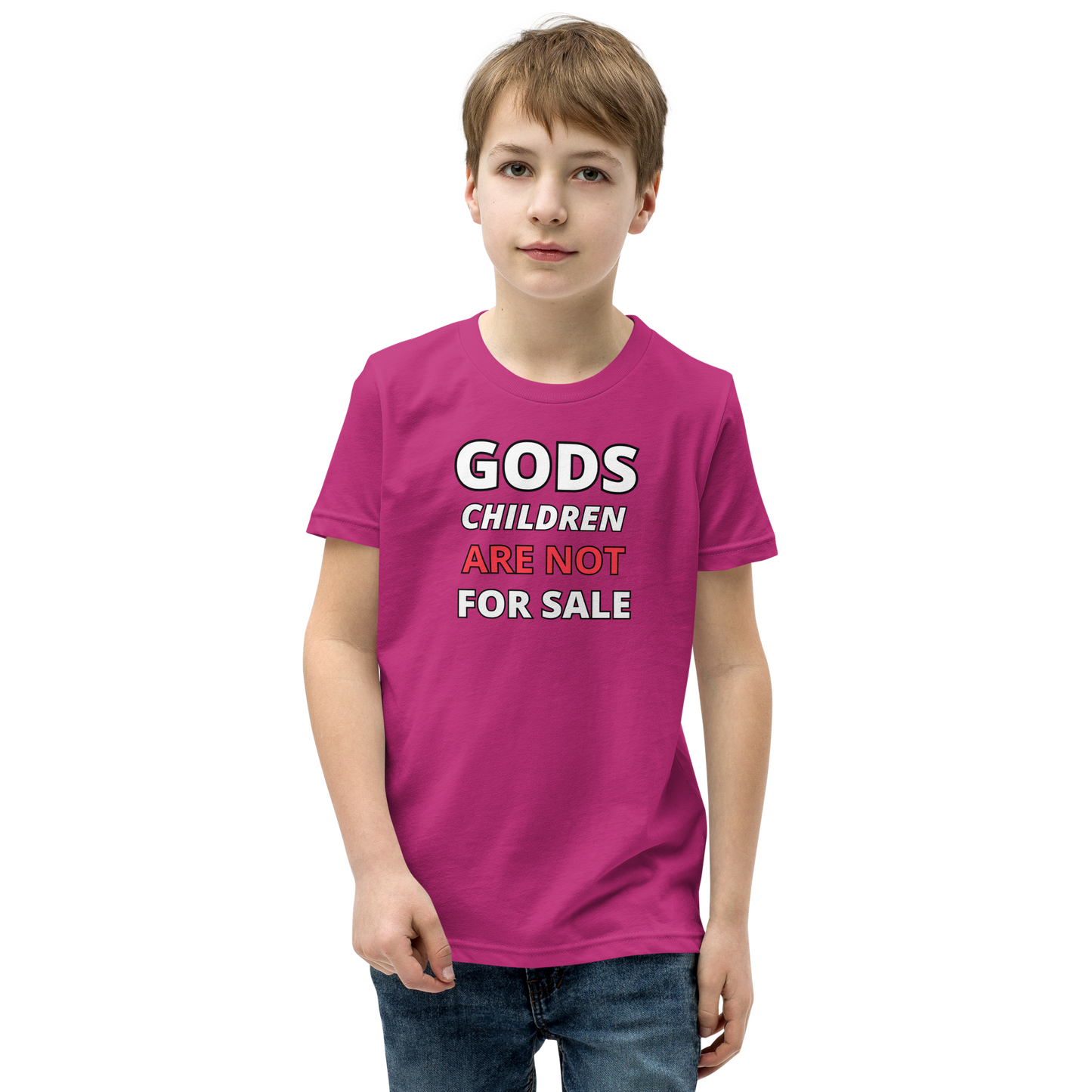 π Gods Children are NOT for Sale | Text Inspired Youth Short Sleeve T-Shirt