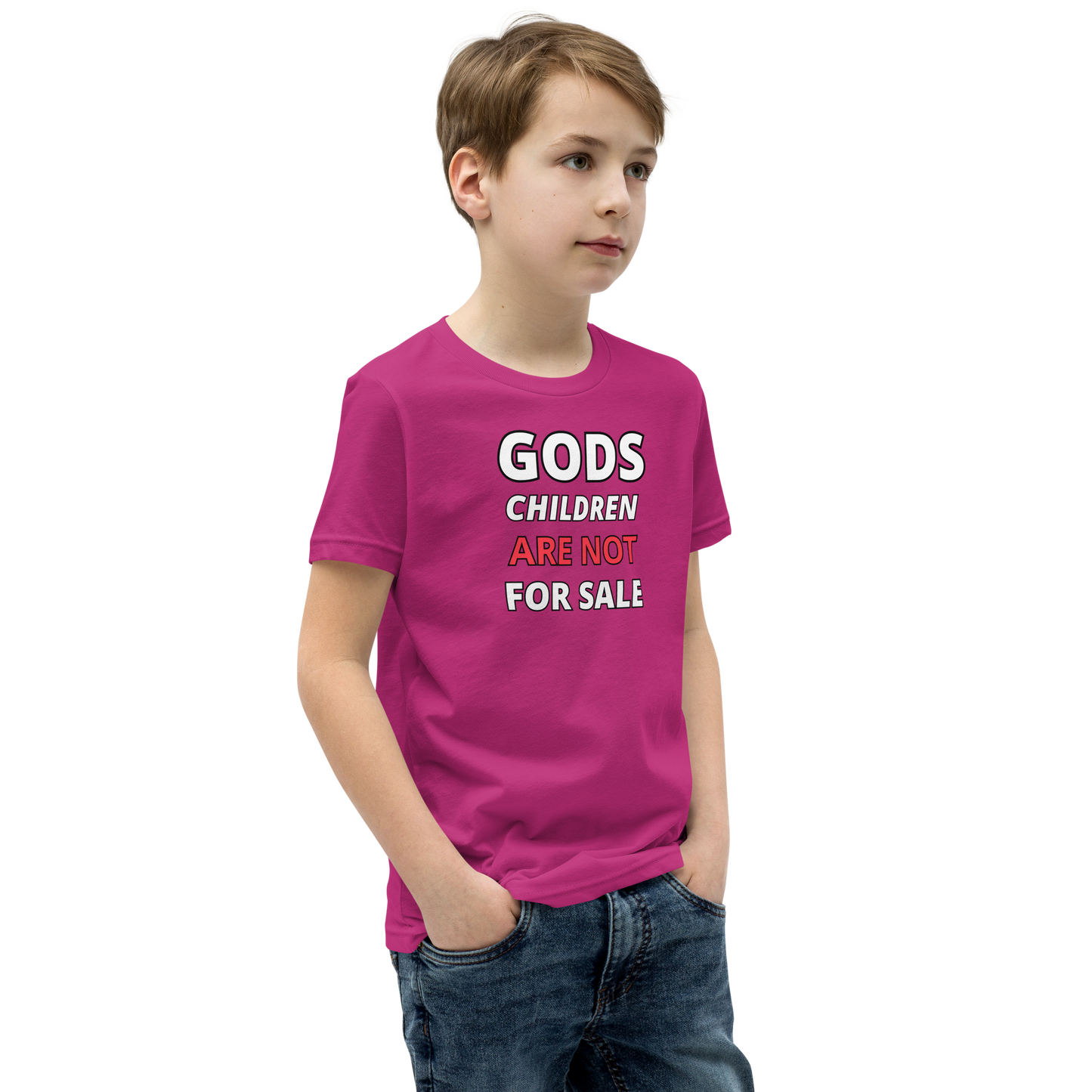 π Gods Children are NOT for Sale | Text Inspired Youth Short Sleeve T-Shirt