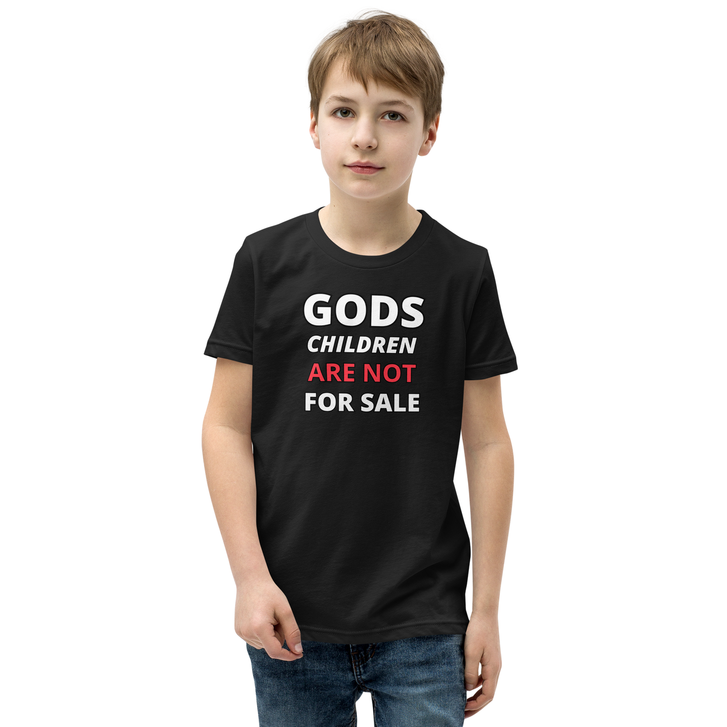 π Gods Children are NOT for Sale | Text Inspired Youth Short Sleeve T-Shirt