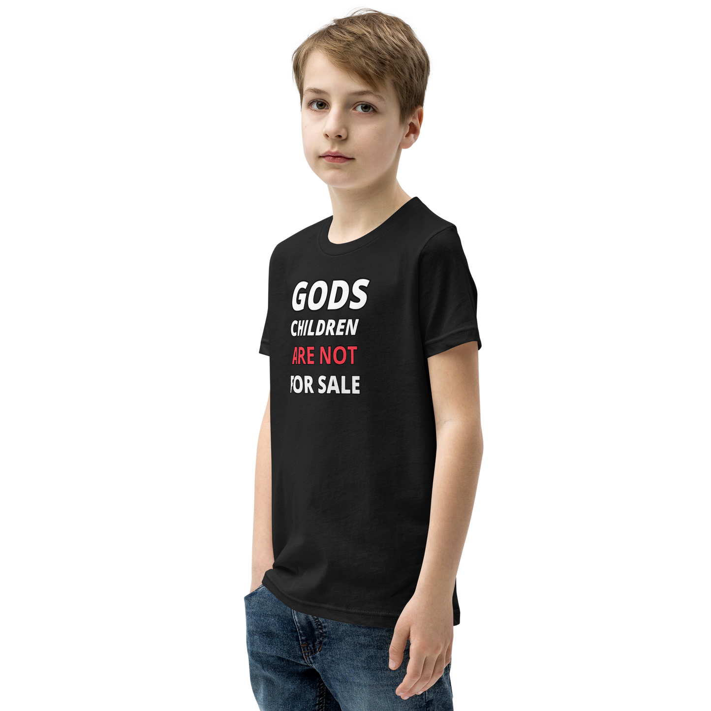 π Gods Children are NOT for Sale | Text Inspired Youth Short Sleeve T-Shirt