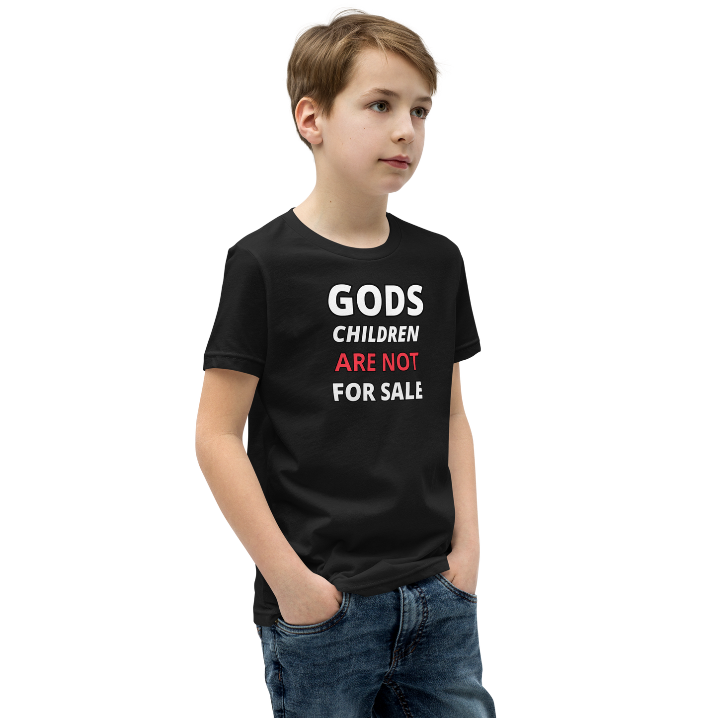 π Gods Children are NOT for Sale | Text Inspired Youth Short Sleeve T-Shirt