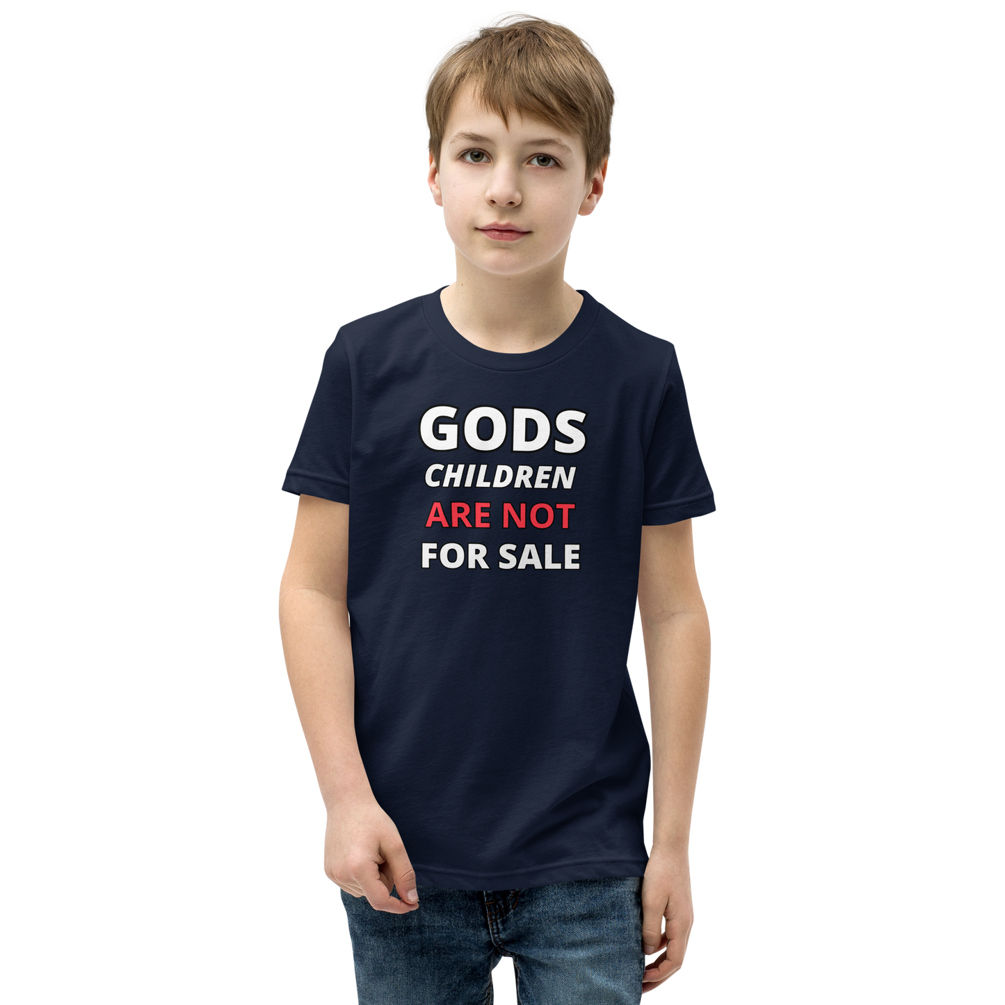 π Gods Children are NOT for Sale | Text Inspired Youth Short Sleeve T-Shirt