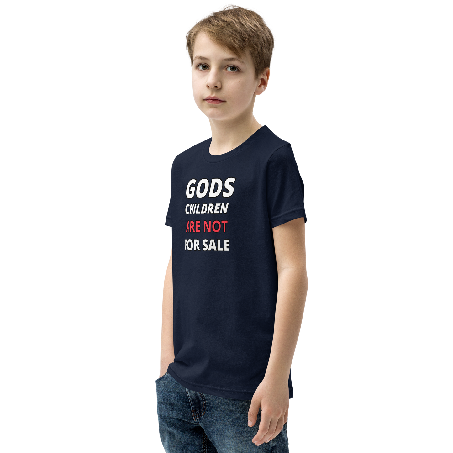 π Gods Children are NOT for Sale | Text Inspired Youth Short Sleeve T-Shirt