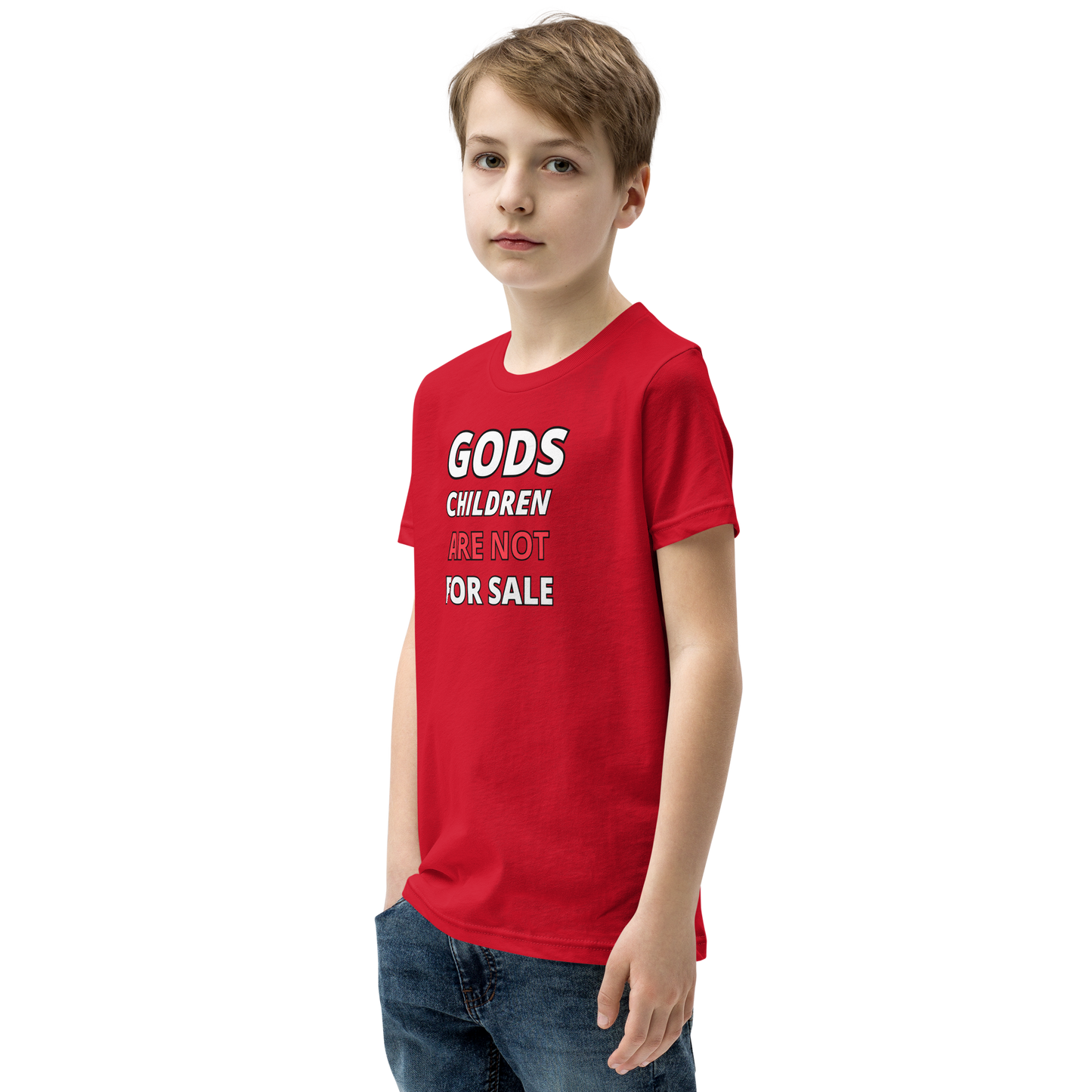 π Gods Children are NOT for Sale | Text Inspired Youth Short Sleeve T-Shirt