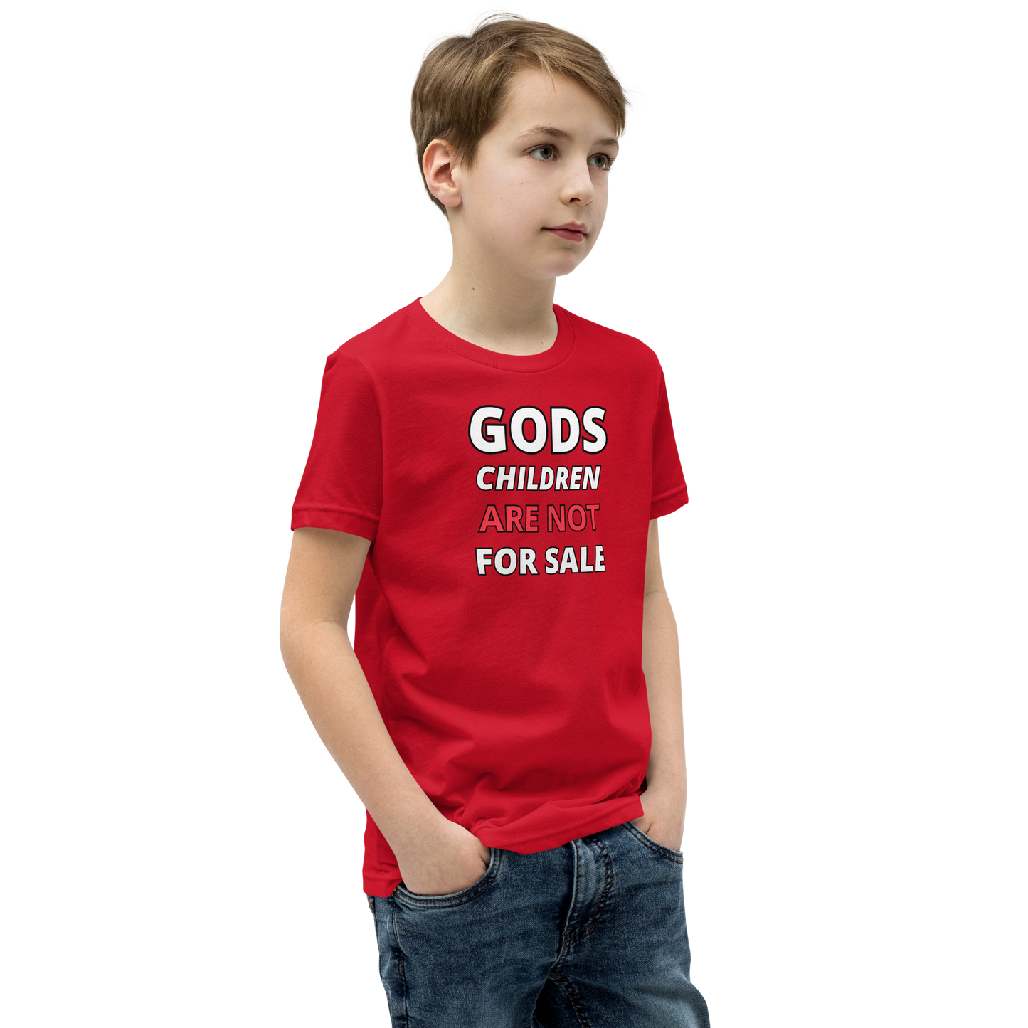 π Gods Children are NOT for Sale | Text Inspired Youth Short Sleeve T-Shirt
