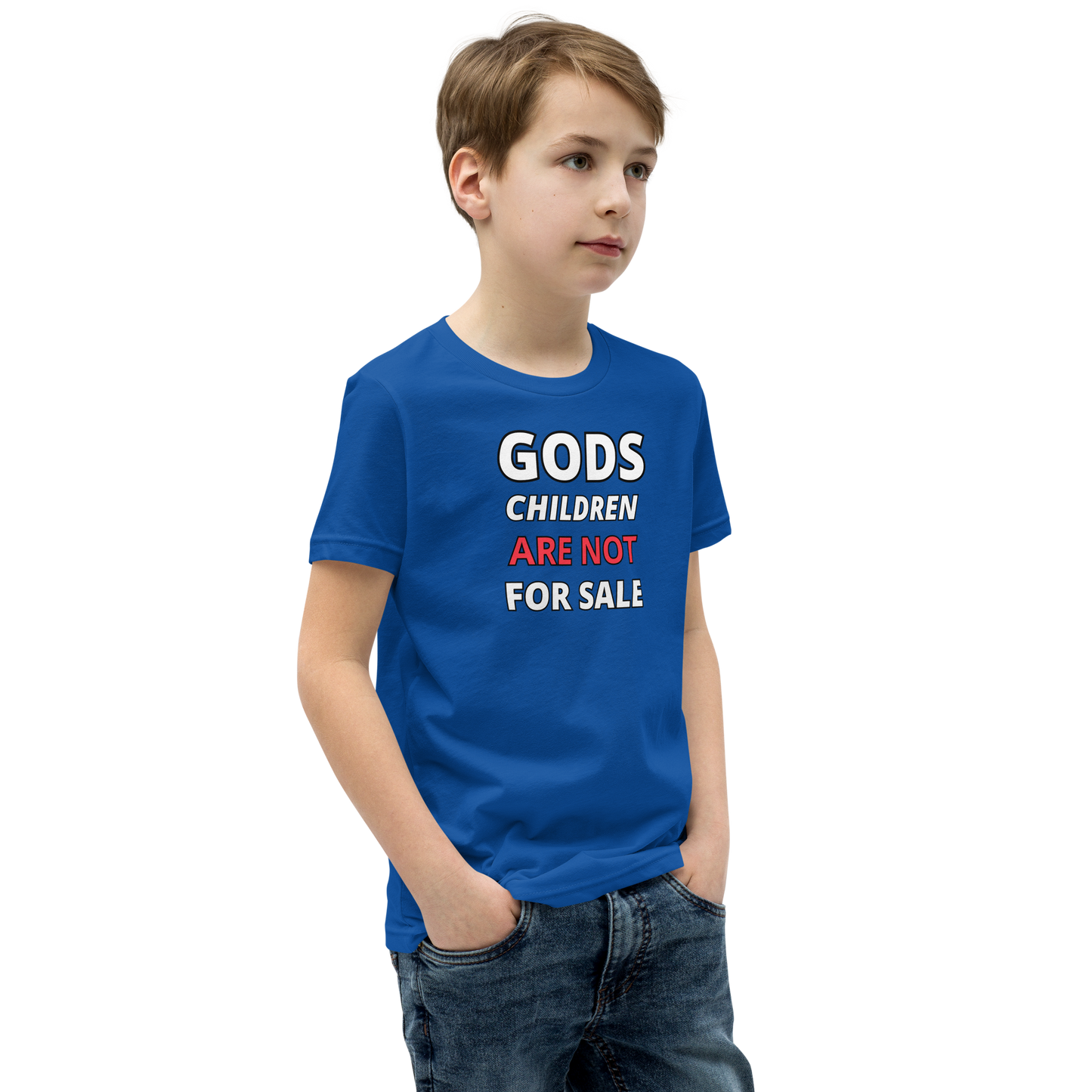 π Gods Children are NOT for Sale | Text Inspired Youth Short Sleeve T-Shirt