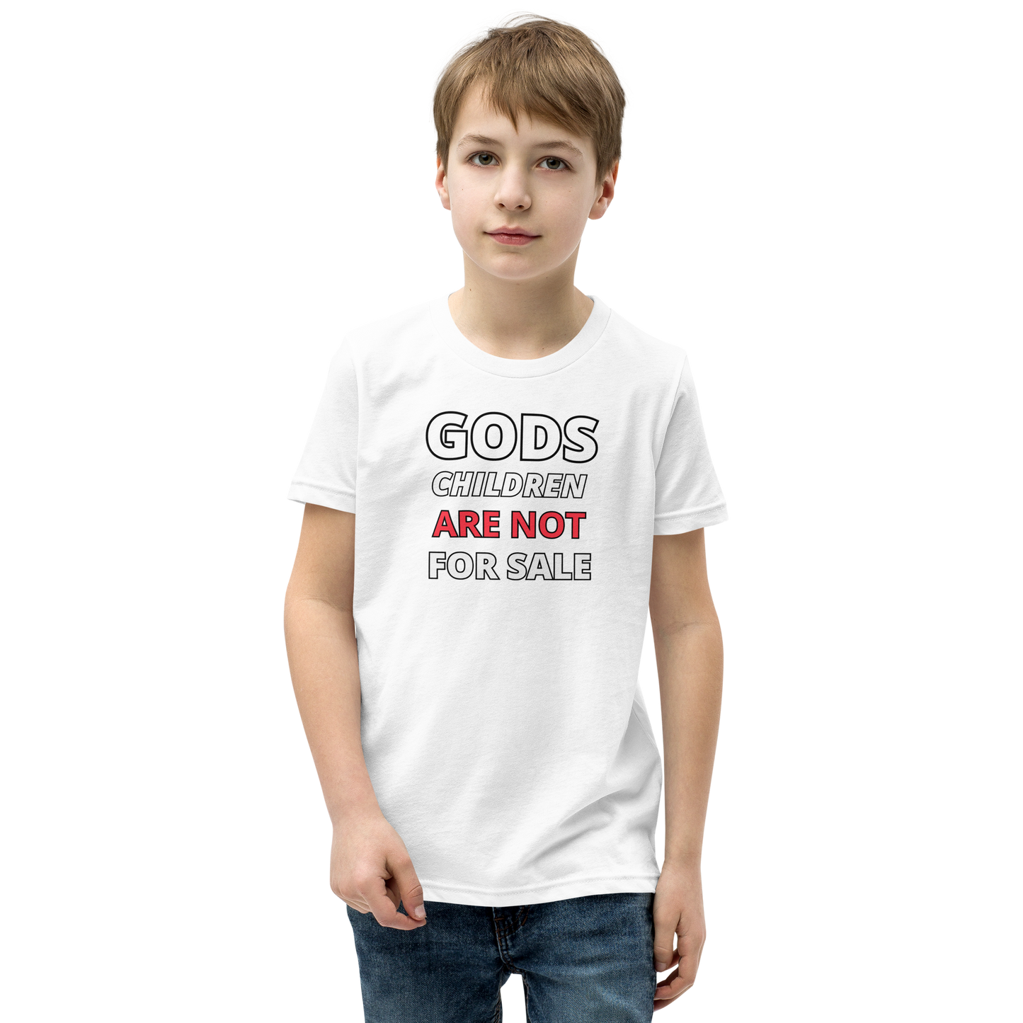 π Gods Children are NOT for Sale | Text Inspired Youth Short Sleeve T-Shirt