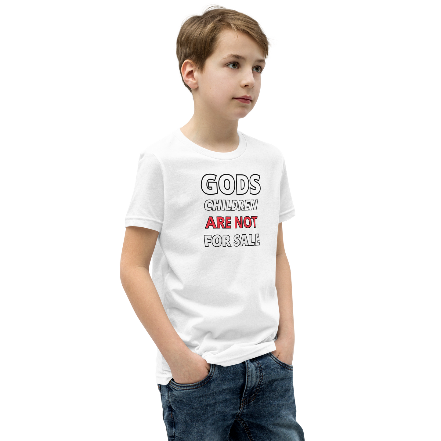π Gods Children are NOT for Sale | Text Inspired Youth Short Sleeve T-Shirt