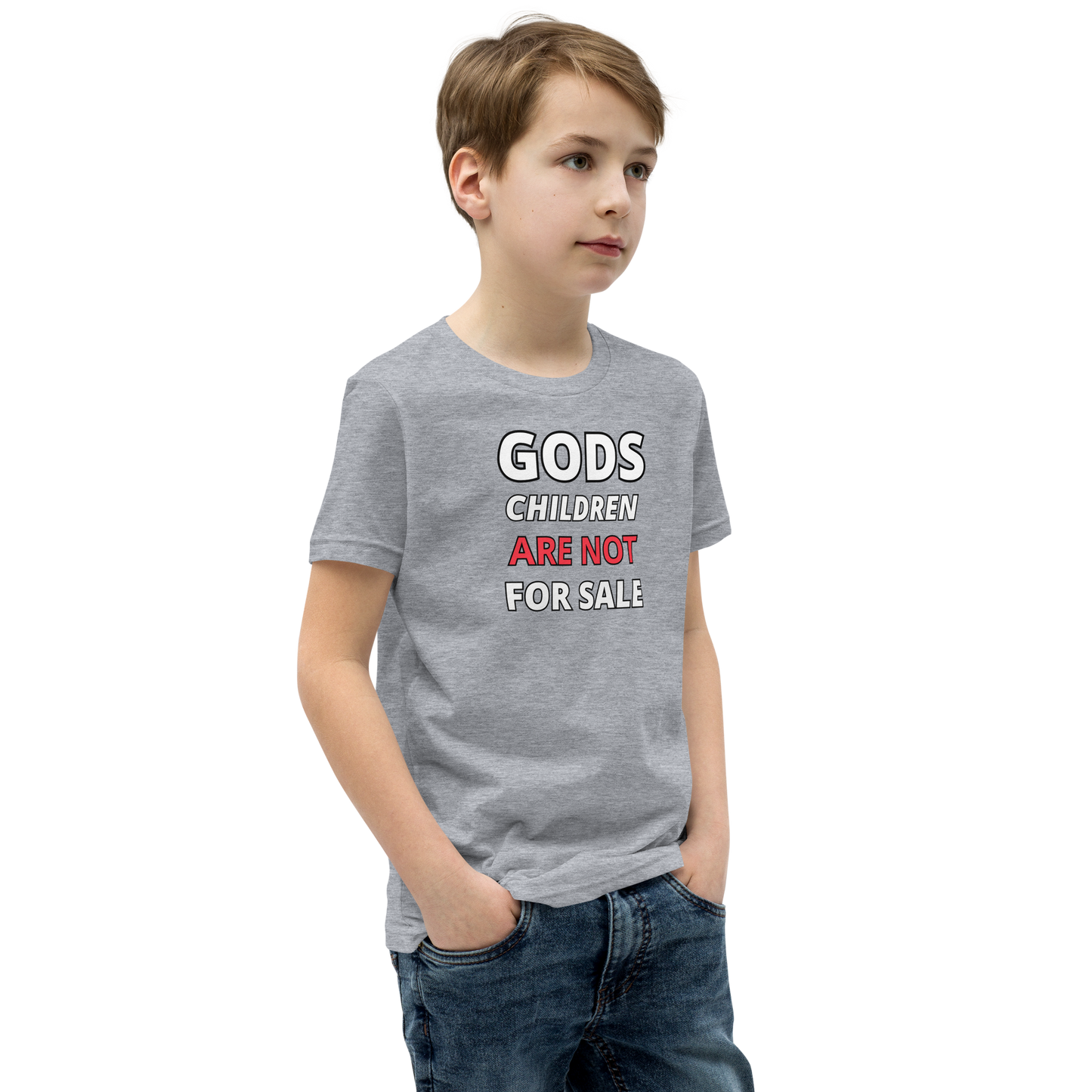 🌞 Gods Children are NOT for Sale | Text Inspired Youth Short Sleeve T-Shirt