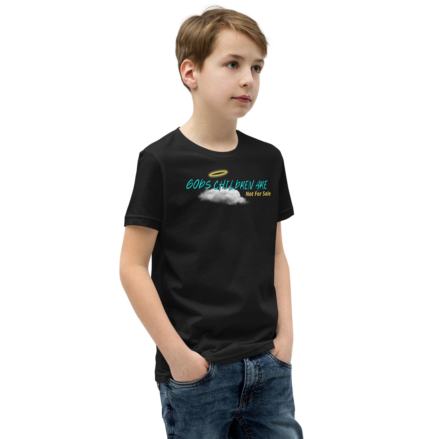 Gods children are not for sale | Cloud Inspired Youth Short Sleeve T-Shirt