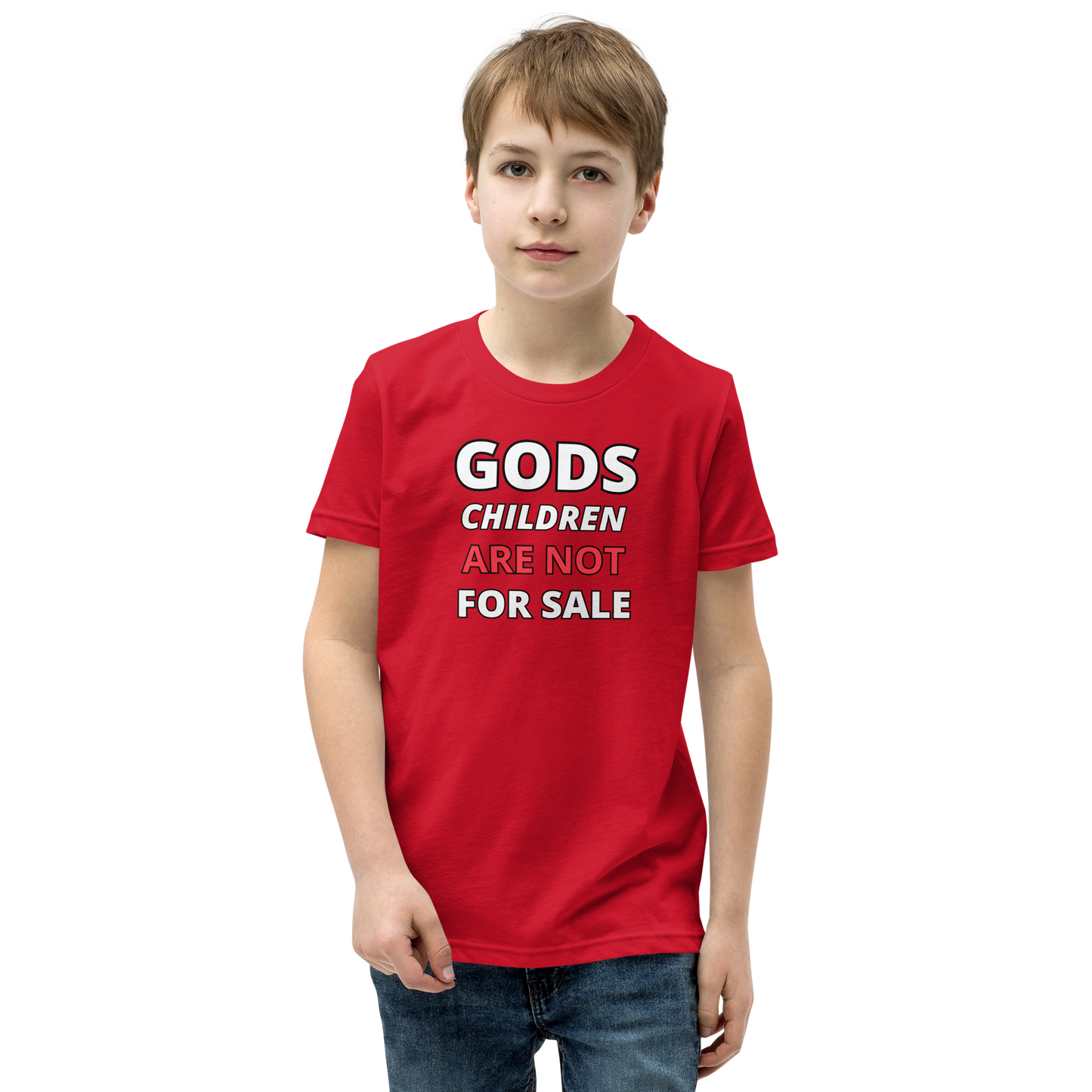 🌞 Gods Children are NOT for Sale | Text Inspired Youth Short Sleeve T-Shirt