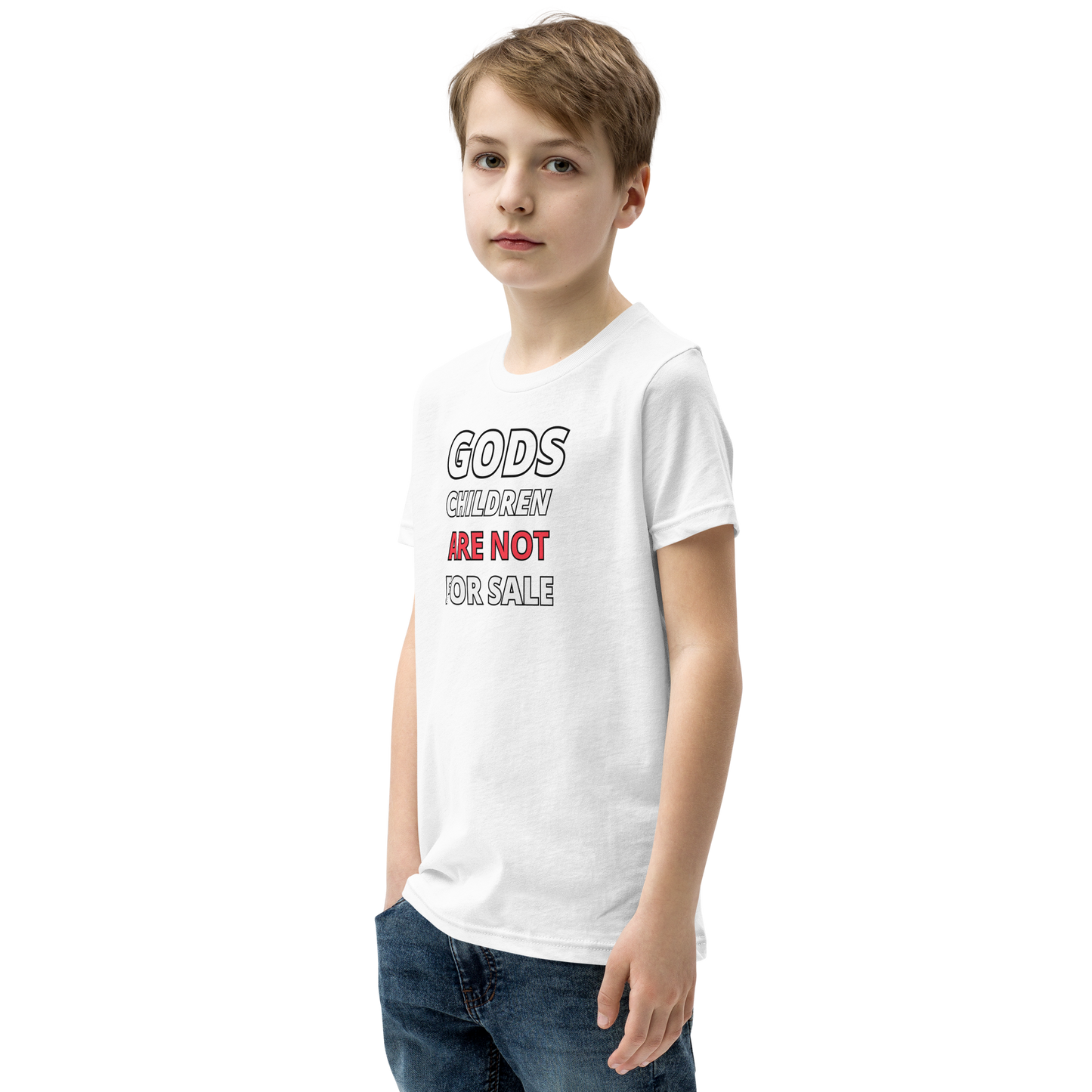 🌞 Gods Children are NOT for Sale | Text Inspired Youth Short Sleeve T-Shirt