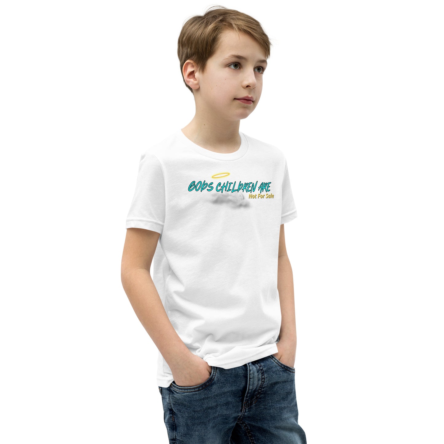 Gods children are not for sale | Cloud Inspired Youth Short Sleeve T-Shirt